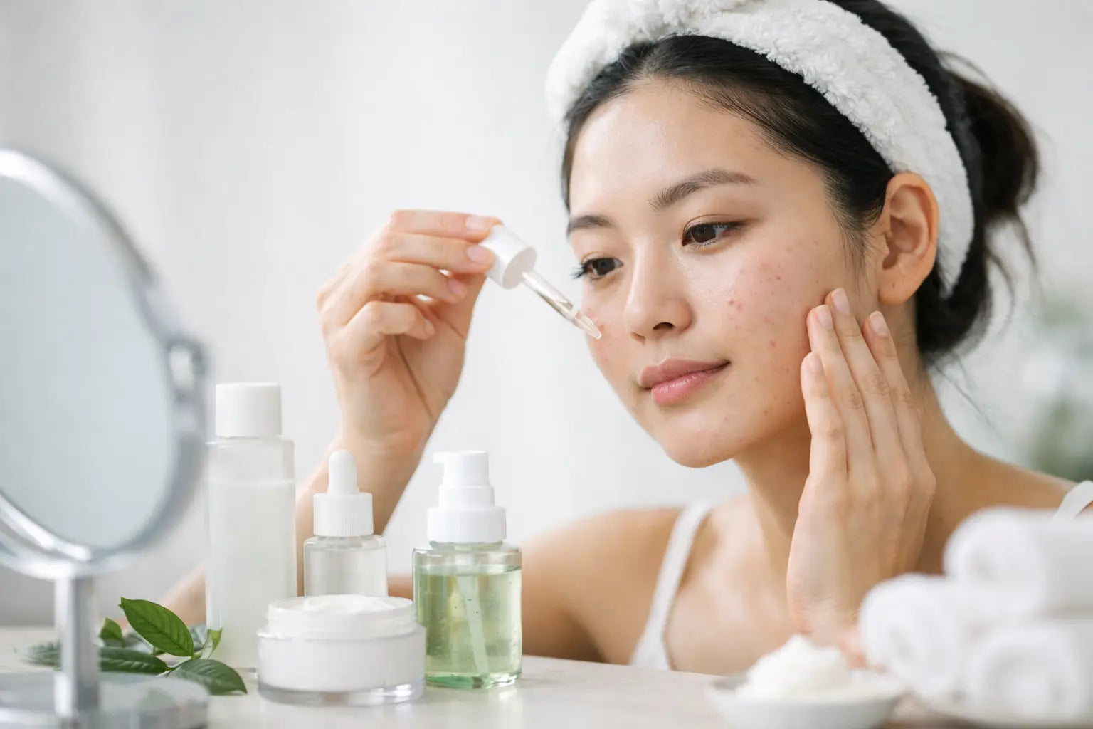Rutina coreana para piel acneica realista