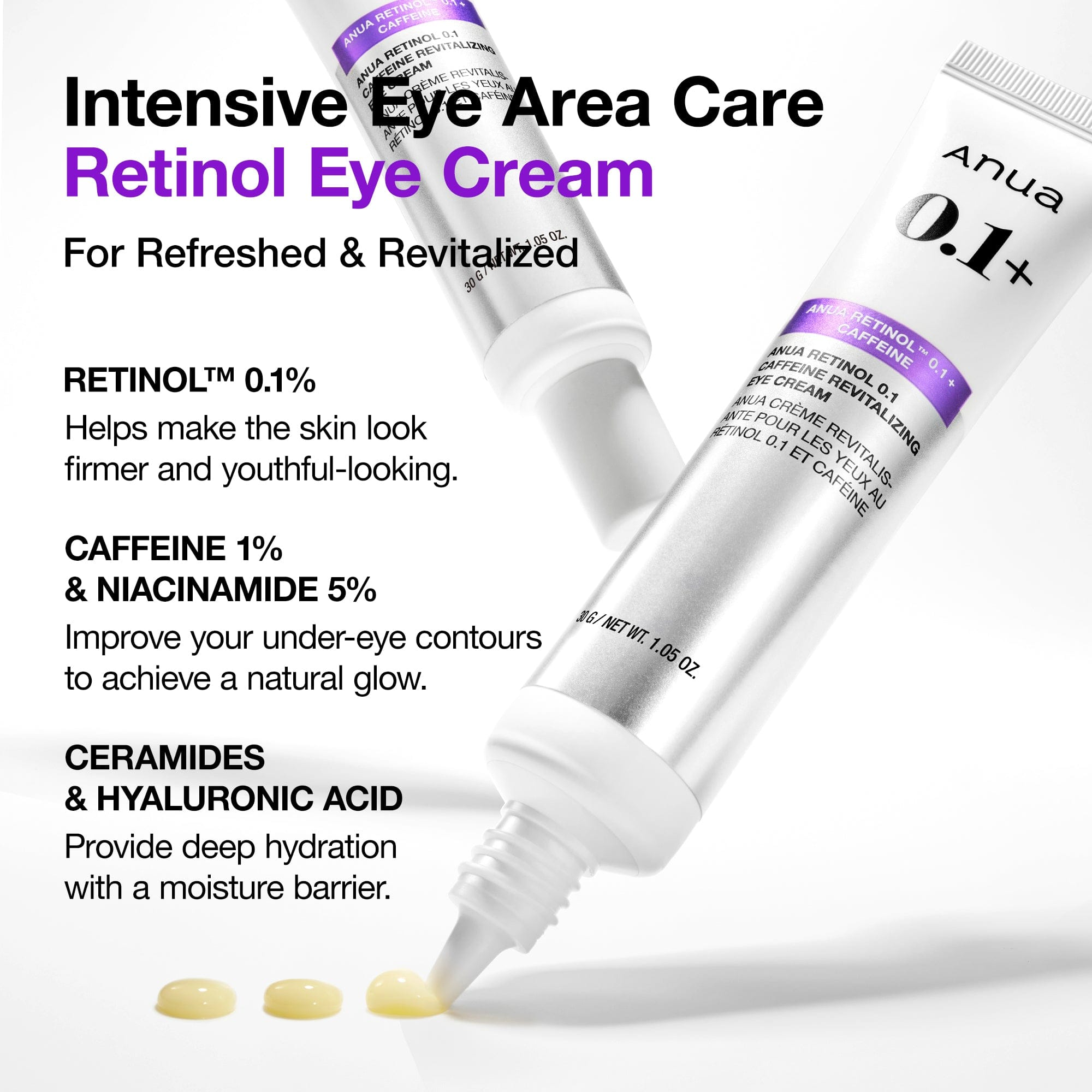 ANUA - Retinol 0.1 Caffeine Revitalizing Eye Cream 30 GR  | Contorno de Ojos Antiedad 4