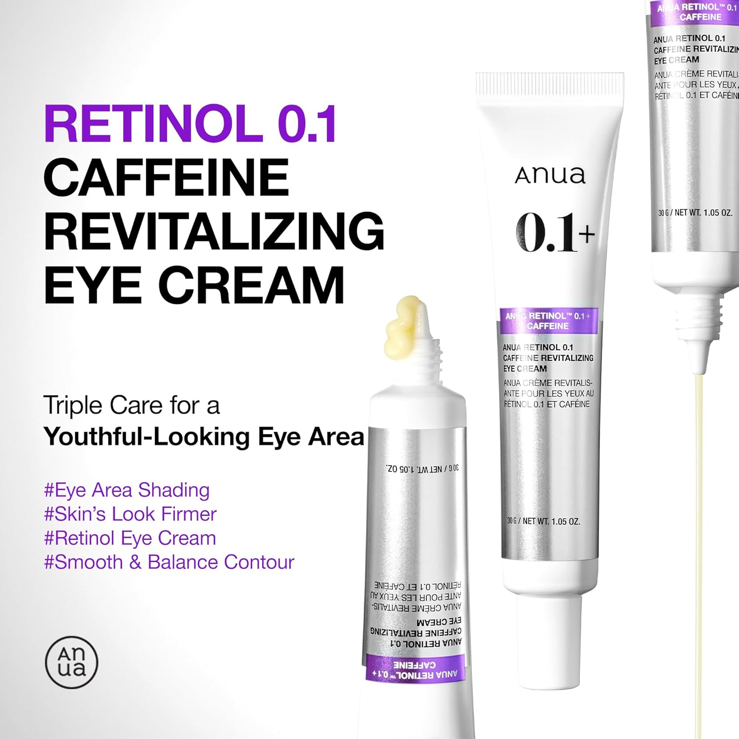 ANUA - Retinol 0.1 Caffeine Revitalizing Eye Cream 30 GR  | Contorno de Ojos Antiedad 5Q