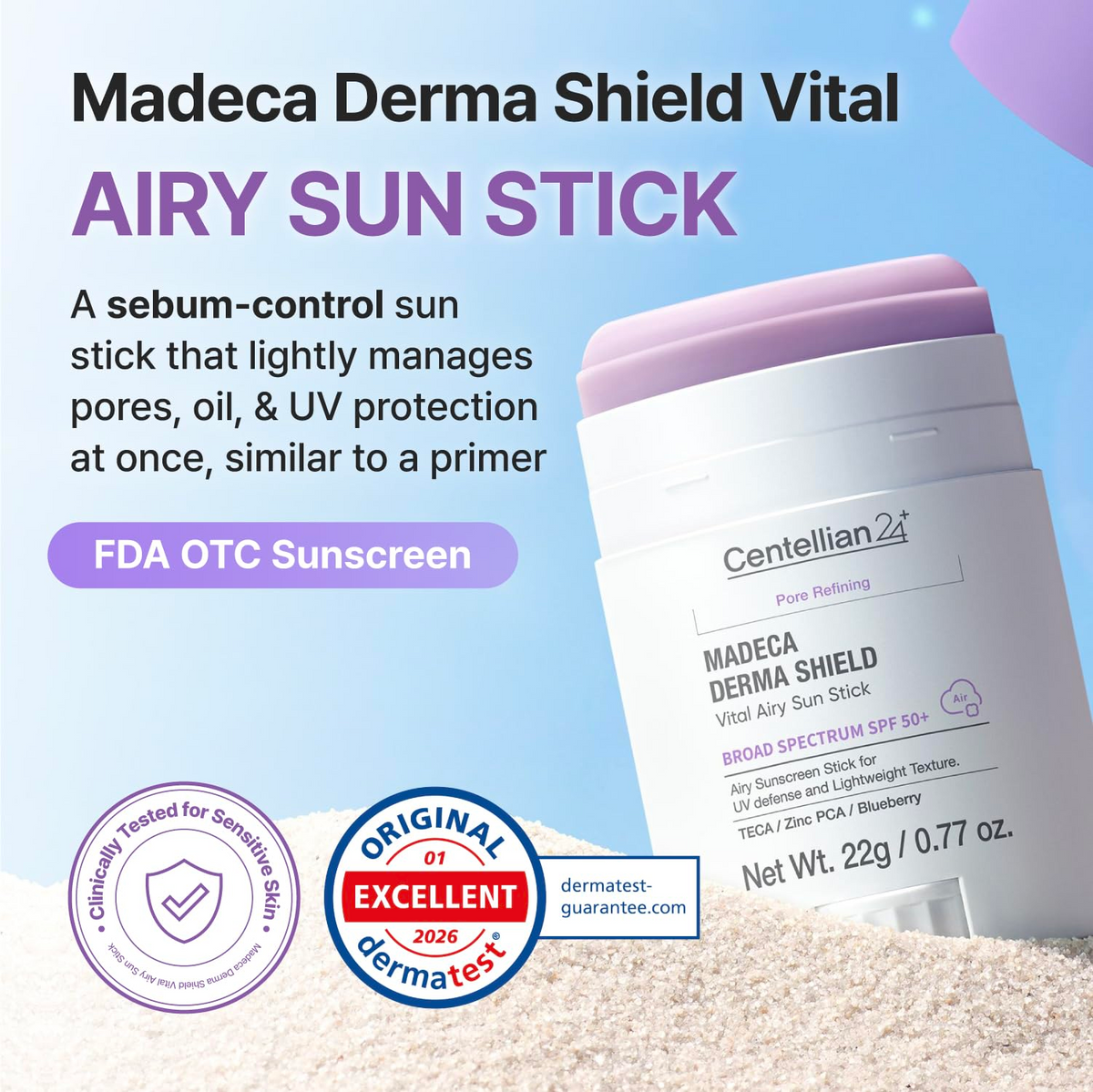 CENTELLIAN 24 - Madeca Derma Shield Vital Airy Sun Stick SPF50+ 22 GR | Protector Solar 3