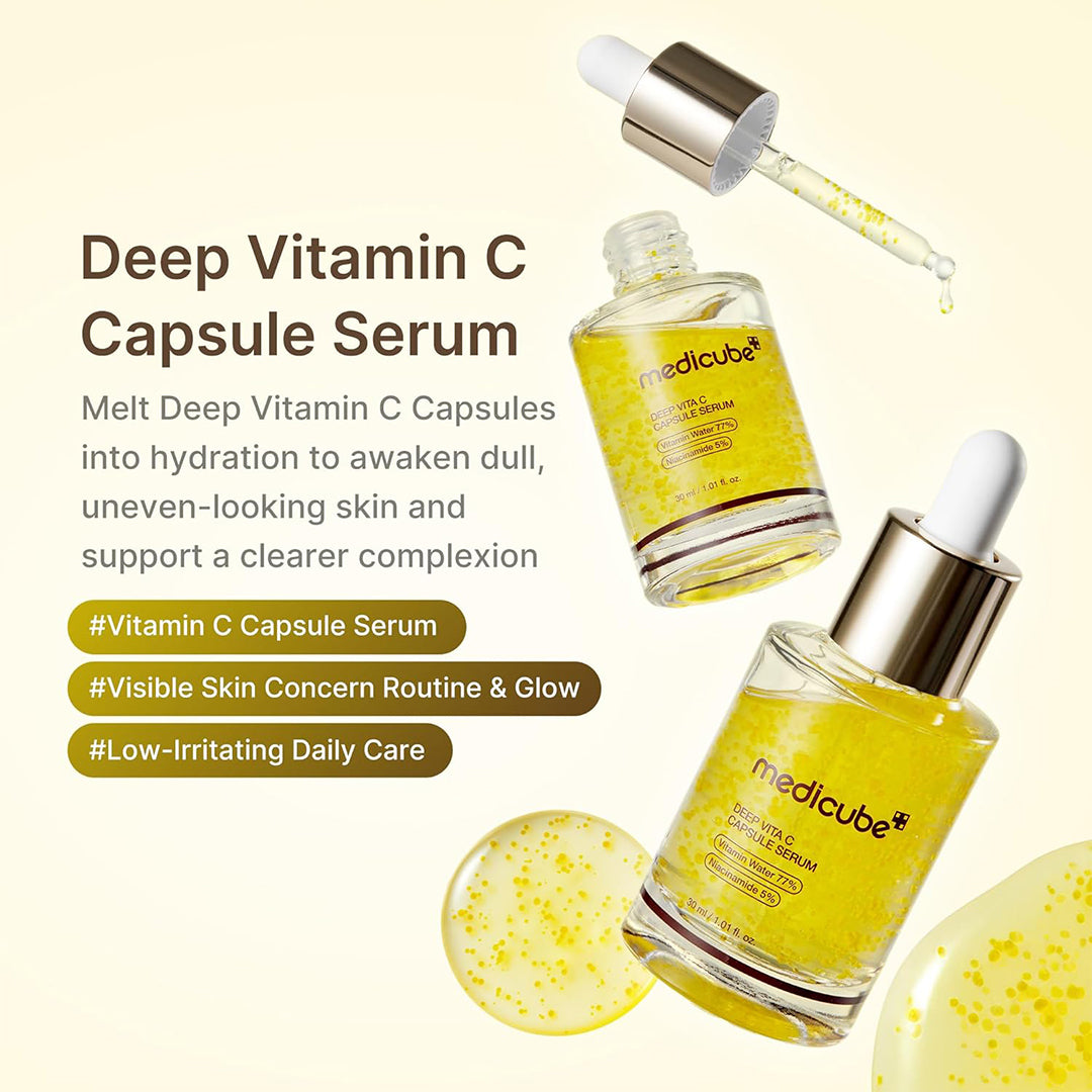 MEDICUBE - Deep Vita C Capsule Serum 30 ML | Suero Iluminador, Unificador de Tono y Despigmentante 4