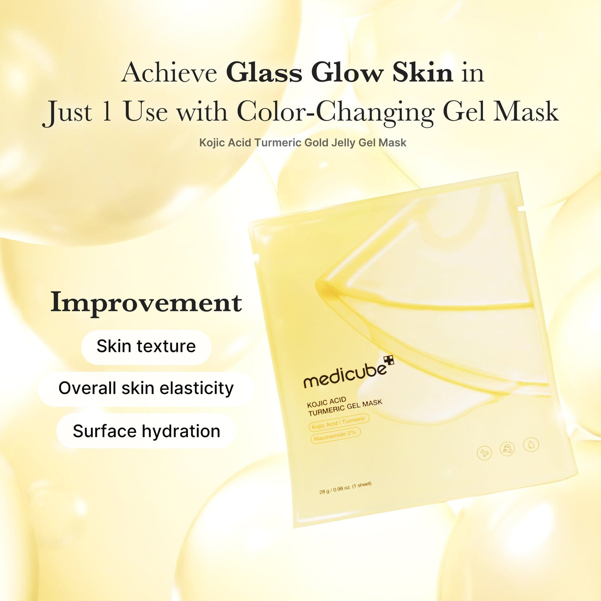MEDICUBE - Kojic Acid Turmeric Brightening Gel Mask 1 PC | Mascarilla Iluminadora Antimanchas 4