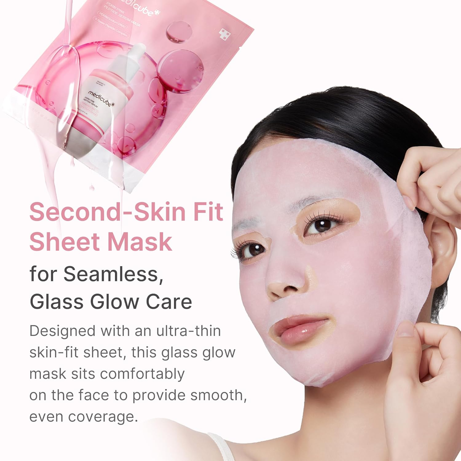 MEDICUBE - PDRN Pink Peptide Serum Mask 1 PC | Mascarilla Iluminadora Antiedad 2