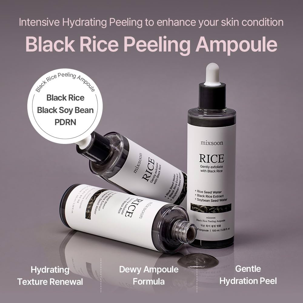 MIXSOON - Black Rice Peeling Ampoule 100 ML | Exfoliante Renovacion y Textura Uniforme 4