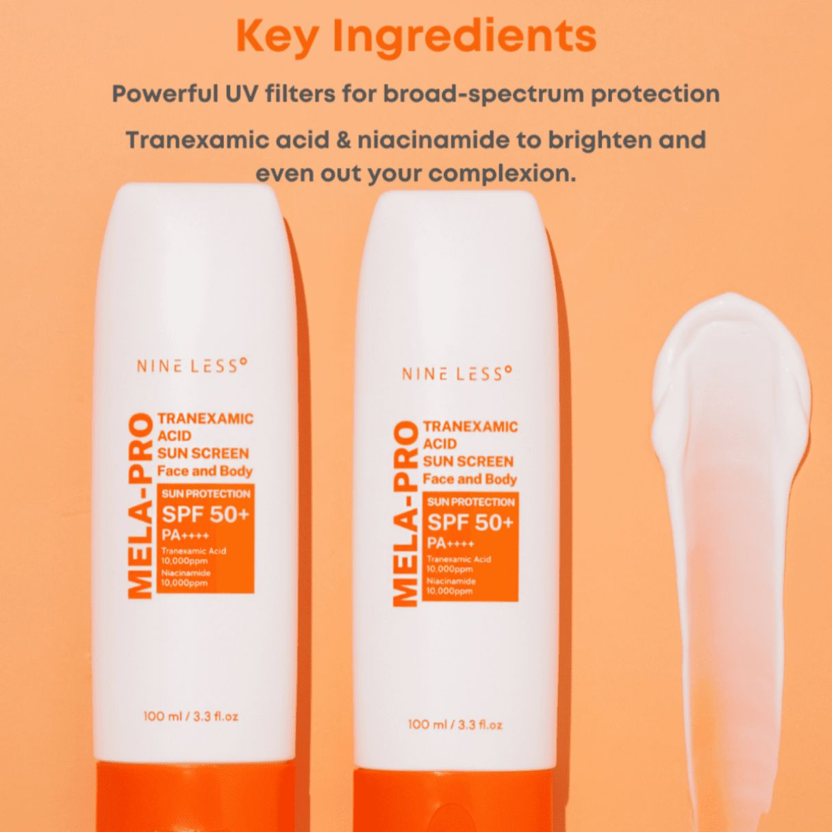 NINELESS - MELA-PRO Tranexamic Acid Sun Screen Face and Body SPF50+ PA++++ 100 ML | Protector Solar Antimanchas 5